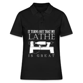 Lathe Woodturning Wood Turner Carpenter - Women's Polo Shirt - black - Front - Ailine (174cm)
