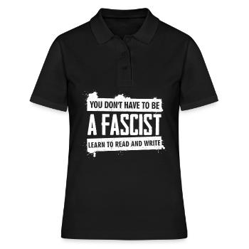 Humanité Antifascisme Respect Tolérance - Polo Femme - noir - Devant - Ailine (174cm)