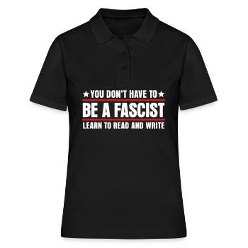 Tolérance Humanité Antifascisme Respect - Polo Femme - noir - Devant - Ailine (174cm)