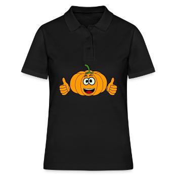 Pumpkin Thumbs up Pumpkins - Frauen Polo Shirt - Schwarz - Vorne - Ailine (174cm)