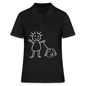 Poisson-globe et fille au poisson-globe - Polo Femme - noir - Devant - Ailine (174cm)
