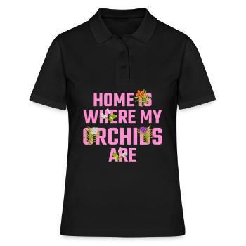 Fleurs Orchidée Orchidées Phalaenopsis - Polo Femme - noir - Devant - Ailine (174cm)