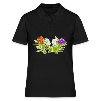 Orchidée Orchidées Fleurs - Polo Femme - noir - Devant - Ailine (174cm)
