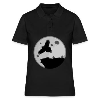 Corbeau avec lune Corbeaux corbeaux corbeaux - Polo Femme - noir - Devant - Ailine (174cm)