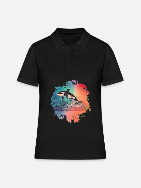 Orca - Frauen Polo Shirt - Schwarz
