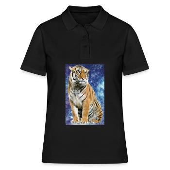 Tiger Polygon - Frauen Polo Shirt - Schwarz - Vorne - Ailine (174cm)