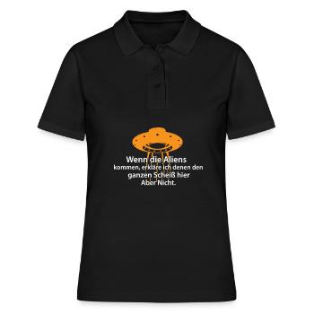 Lustiger Sarkastischer Spruch Alien Menschheit - Frauen Polo Shirt - Schwarz - Vorne - Ailine (174cm)