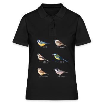 Bird watching Gift - Blue tit, Great tit - Women's Polo Shirt - black - Front - Ailine (174cm)