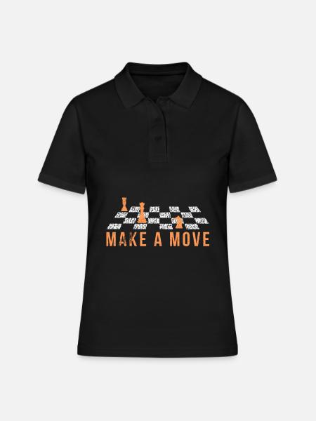 Échiquier, jouer aux échecs, pions - Polo Femme - noir