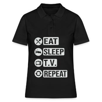 Télévision Television Eat Sleep Repeat Cadeau - Polo Femme - noir - Devant - Ailine (174cm)