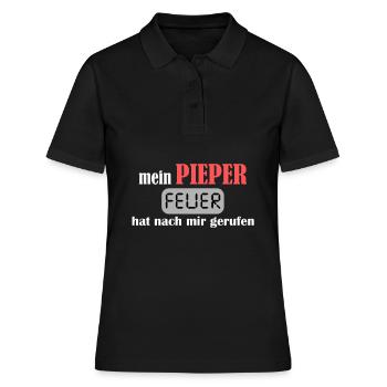 Notruf freiwillige Feuerwehr Pieper - Frauen Polo Shirt - Schwarz - Vorne - Ailine (174cm)