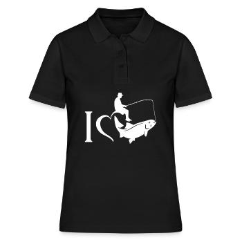 J'aime le cadeau de pêche de pêche - Polo Femme - noir - Devant - Ailine (174cm)