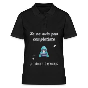 Je ne suis pas complotiste - Polo Femme - noir - Devant - Ailine (174cm)