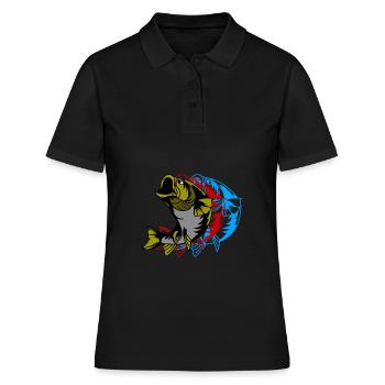Pike-perch fish Predatory fish Anglers Nature - Women's Polo Shirt - black - Front - Ailine (174cm)