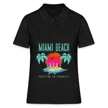 Miami Vacation - Florida Palm Sea - Women's Polo Shirt - black - Front - Ailine (174cm)
