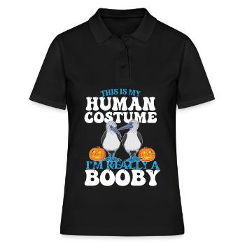 Costume humain Je suis vraiment un Booby Bird Halloween - Polo Femme - noir - Devant - Ailine (174cm)