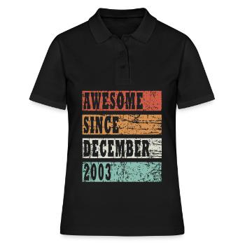 Baujahr 2003 Dezember geboren Geschenkidee - Frauen Polo Shirt - Schwarz - Vorne - Ailine (174cm)