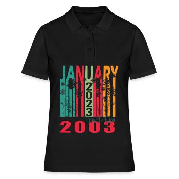 Baujahr 2003 Januar geboren Geschenkidee - Frauen Polo Shirt - Schwarz - Vorne - Ailine (174cm)
