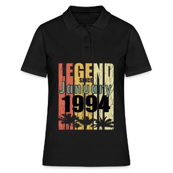 oldschool Geschenkidee geboren Januar 1994 - Frauen Polo Shirt - Schwarz - Vorne - Ailine (174cm)