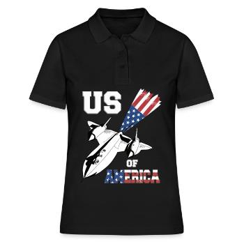 Vierter Kampfjet USA-Flagge - Frauen Polo Shirt - Schwarz - Vorne - Ailine (174cm)