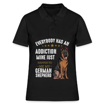 Mon addiction : Berger allemand - Polo Femme - noir - Devant - Ailine (174cm)