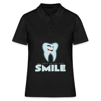 Fröhlicher Zahn mit breitem Lächeln - Frauen Polo Shirt - Schwarz - Vorne - Ailine (174cm)