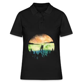 Wanderlust Hiker – Aventure aquarelle - Polo Femme - noir - Devant - Ailine (174cm)