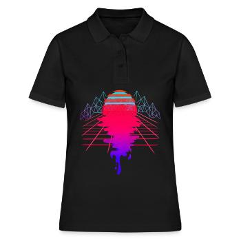 Vaporwave Sunset New Wave Art - Frauen Polo Shirt - Schwarz - Vorne - Ailine (174cm)