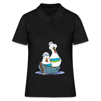 Huhn Matrose Seemann maritim Anker Ahoi Reise - Frauen Polo Shirt - Schwarz - Vorne - Ailine (174cm)