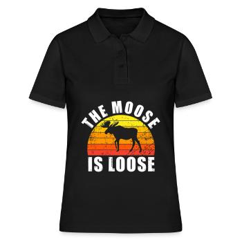 Retro Elch Lustiger Spruch - Frauen Polo Shirt - Schwarz - Vorne - Ailine (174cm)