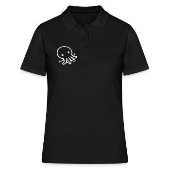 Liegender Oktopus One Line Meeresmotiv - Frauen Polo Shirt - Schwarz - Vorne - Ailine (174cm)