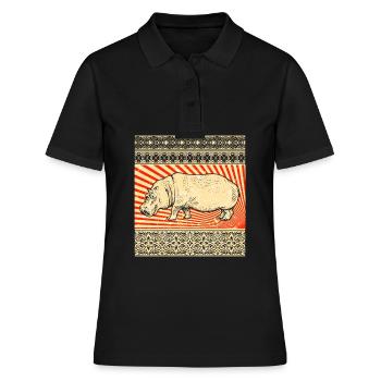 Flusspferd Nilpferd Hippo - Frauen Polo Shirt - Schwarz - Vorne - Ailine (174cm)