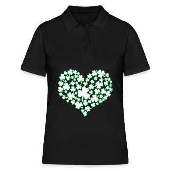 Coeur - St Patricks Day - St Patricks Day - Kleebl - Polo Femme - noir - Devant - Ailine (174cm)