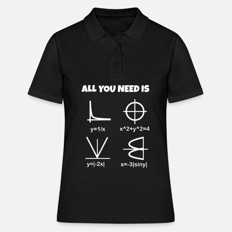 Amour, maths - le cœur sous forme de formule et de graphique - Polo Femme - noir