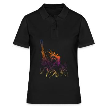 Rocker Statue de la Liberté - Guitare - Rock - Polo Femme - noir - Devant - Ailine (174cm)