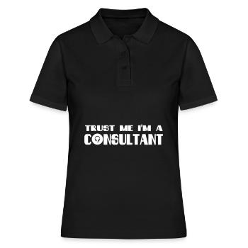 Faites-moi confiance Je suis un consultant Consultant en idées cadeaux - Polo Femme - noir - Devant - Ailine (174cm)
