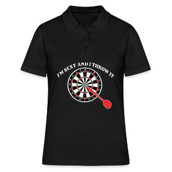 Fléchette je suis sexy et je le jette cadeau en disant - Polo Femme - noir - Devant - Ailine (174cm)