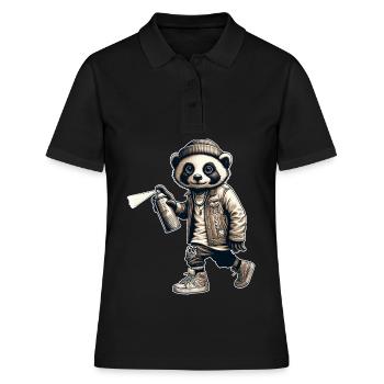 Panda Graffiti Bombe aérosol Street Art - Polo Femme - noir - Devant - Ailine (174cm)