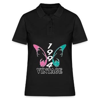 oldschool Geschenkidee geboren Januar 1994 - Frauen Polo Shirt - Schwarz - Vorne - Ailine (174cm)