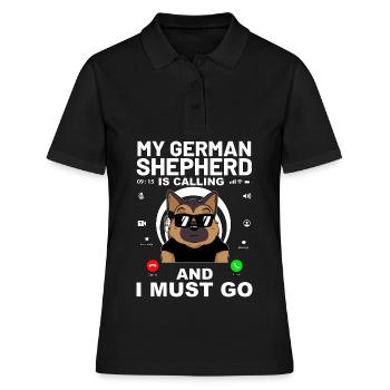 Mein Deutscher Schäferhund ruft und ich muss gehen - Frauen Polo Shirt - Schwarz - Vorne - Ailine (174cm)