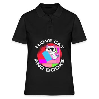 Book Rat Cat Books Bookworm - Women's Polo Shirt - black - Front - Ailine (174cm)