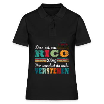 Rico Name - Frauen Polo Shirt - Schwarz - Vorne - Ailine (174cm)