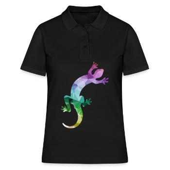 Reptil Echse - Frauen Polo Shirt - Schwarz - Vorne - Ailine (174cm)