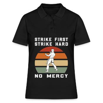 Karate Karatekämpfer Kampfkunst - Frauen Polo Shirt - Schwarz - Vorne - Ailine (174cm)