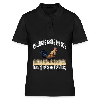 Poulet Poulets Poulailler Cadeau de Noël - Polo Femme - noir - Devant - Ailine (174cm)