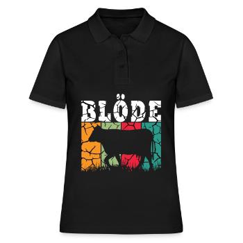 BLÖDE KUH - TIER - TIERISCH - TIERCHEN - Frauen Polo Shirt - Schwarz - Vorne - Ailine (174cm)