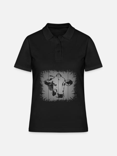 Vache animale - Polo Femme - noir