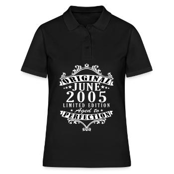 Juni 2005| Vintage Geschenk 2005 - Frauen Polo Shirt - Schwarz - Vorne - Ailine (174cm)