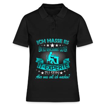 Informatiker It Experte Expert Computer Nerd - Frauen Polo Shirt - Schwarz - Vorne - Ailine (174cm)