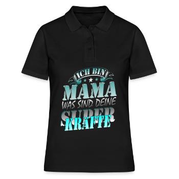 Superkraefte Mama Geburtstag Geschenk - Frauen Polo Shirt - Schwarz - Vorne - Ailine (174cm)